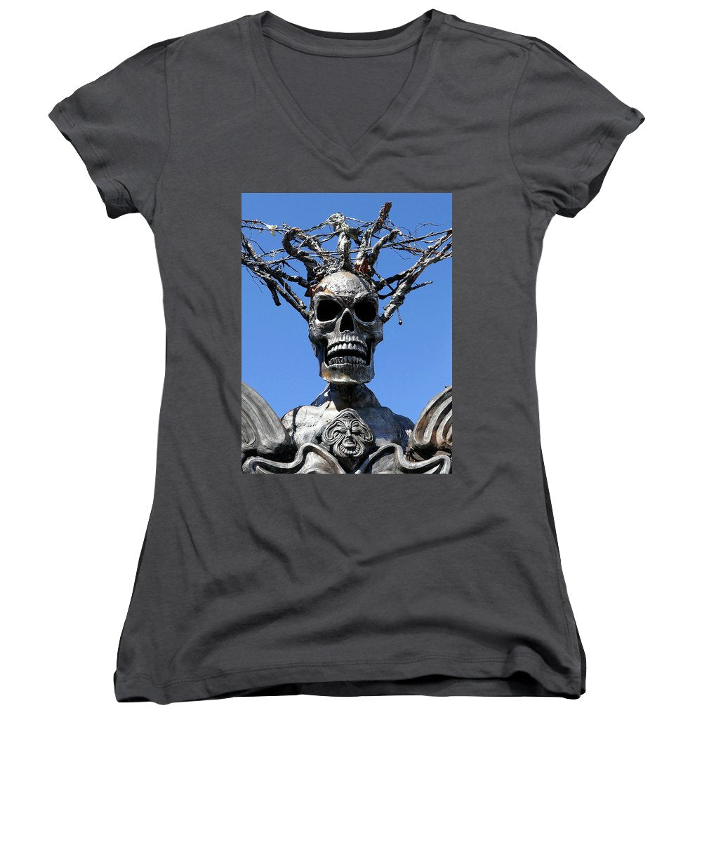 Skull Warrior Stare - Women's V-Neck - Fry1Productions