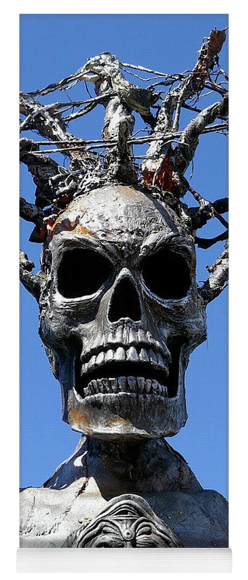 Skull Warrior Stare - Yoga Mat - Fry1Productions