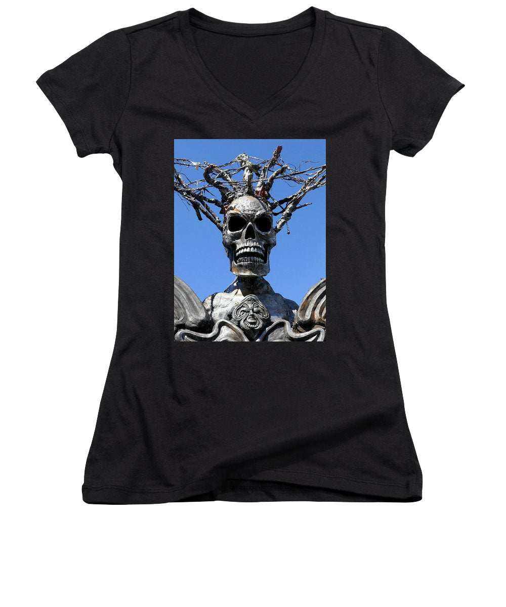 Skull Warrior Stare - Women's V-Neck - Fry1Productions