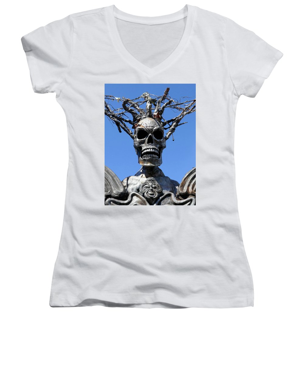Skull Warrior Stare - Women's V-Neck - Fry1Productions