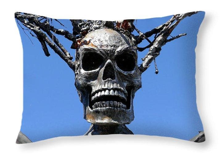 Skull Warrior Stare - Throw Pillow - Fry1Productions