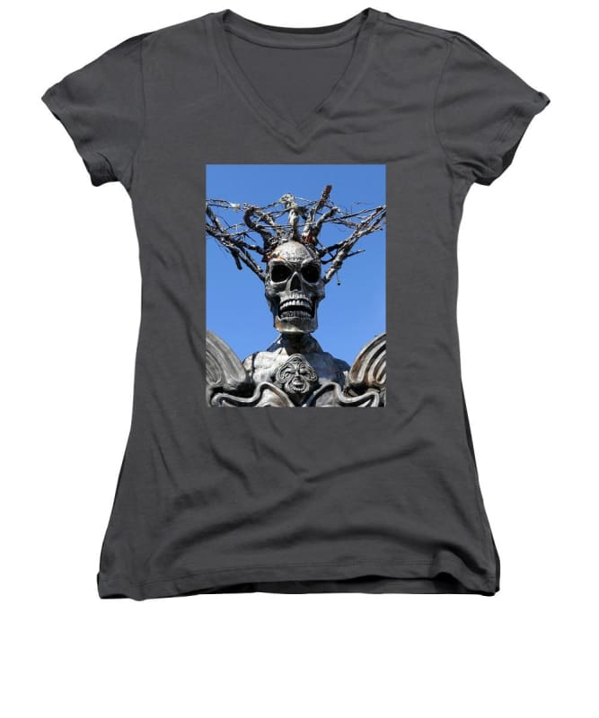 "Skull Warrior Stare" - Women's V-Neck - Fry1Productions