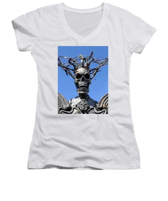 "Skull Warrior Stare" - Women's V-Neck - Fry1Productions