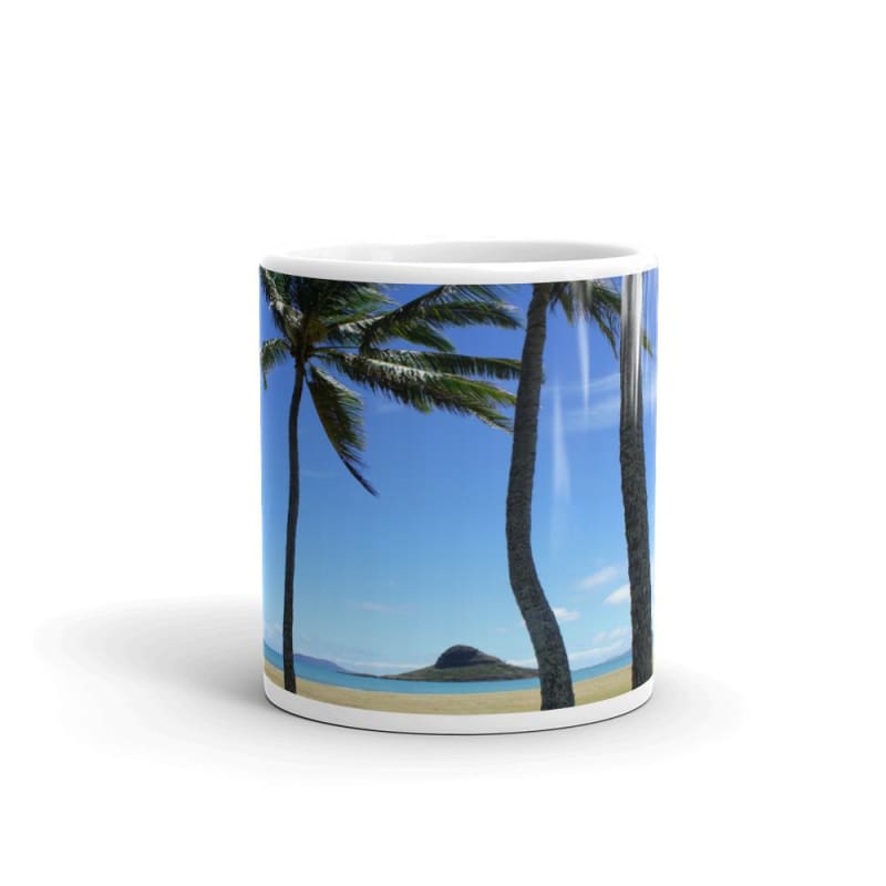 "Visionary Dreams" - 11 oz and 15 oz White Coffee Mugs - Oahu's Palm Trees, Beaches and awe. - Fry1Productions
