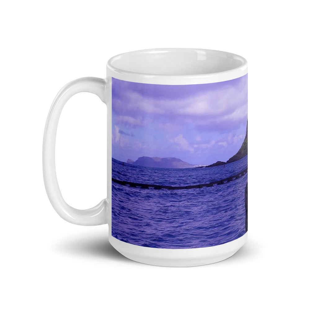 Wade to Chinaman's Hat - 15 oz Ceramic white glossy mug - Fry1Productions