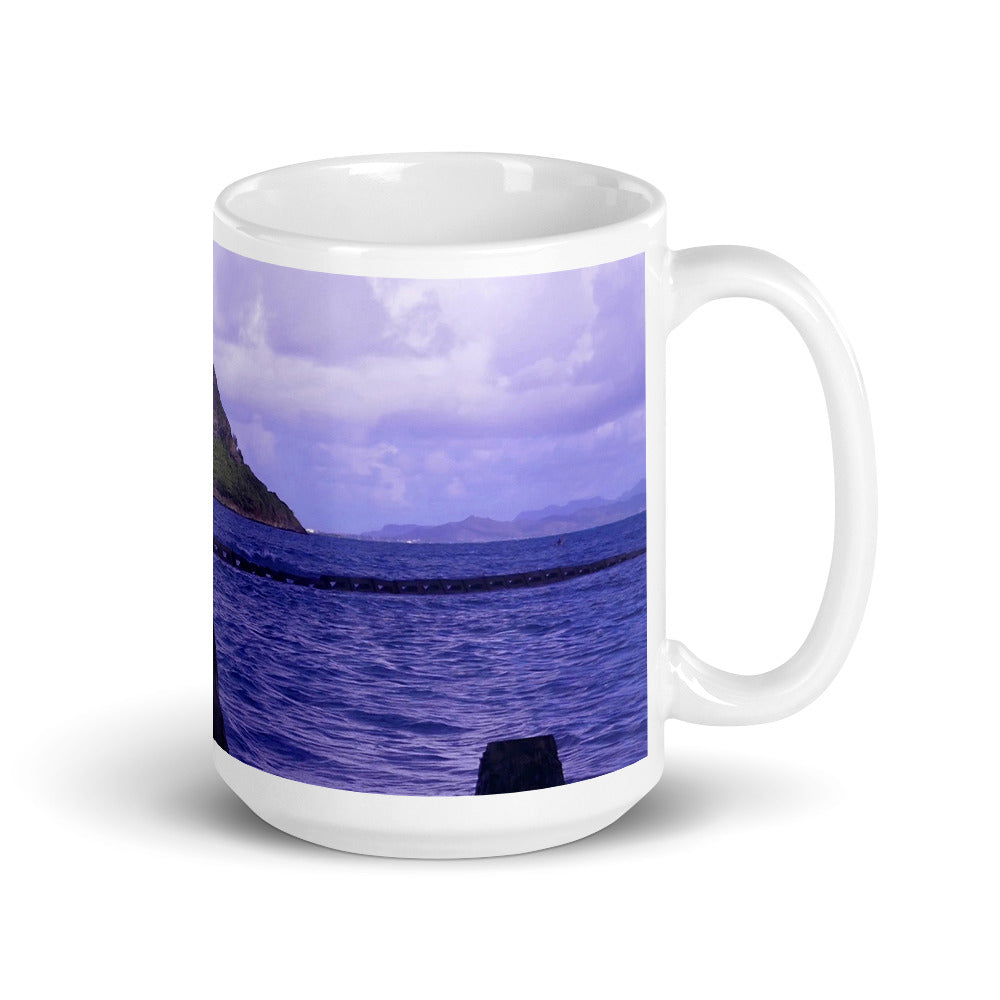 Wade to Chinaman's Hat - 15 oz Ceramic white glossy mug - Fry1Productions