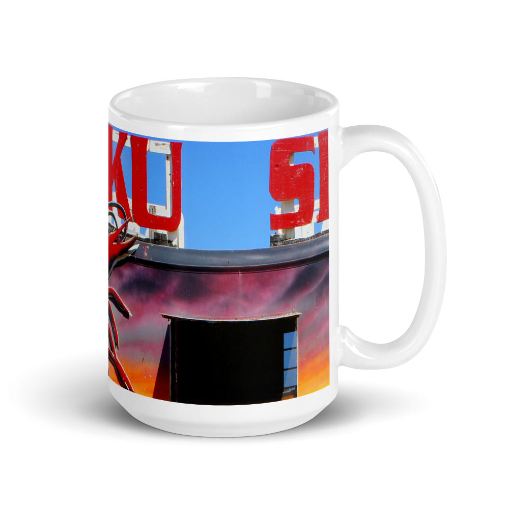 Kahuhu Kai - 15 oz Ceramic white glossy mug - Fry1Productions