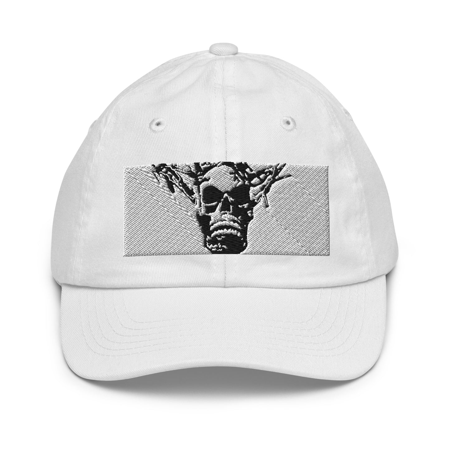 Skull Warrior Stare (Black & White) - Youth Baseball Cap - Fry1Productions