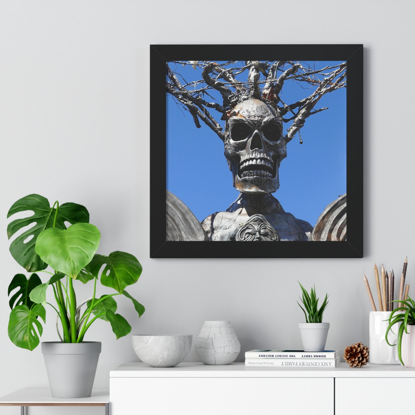 Skull Warrior Stare - Framed Vertical Poster