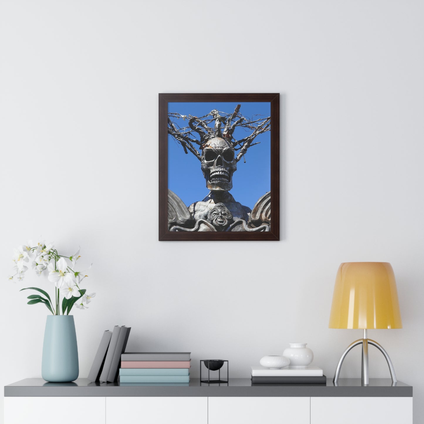 Skull Warrior Stare - Framed Vertical Poster