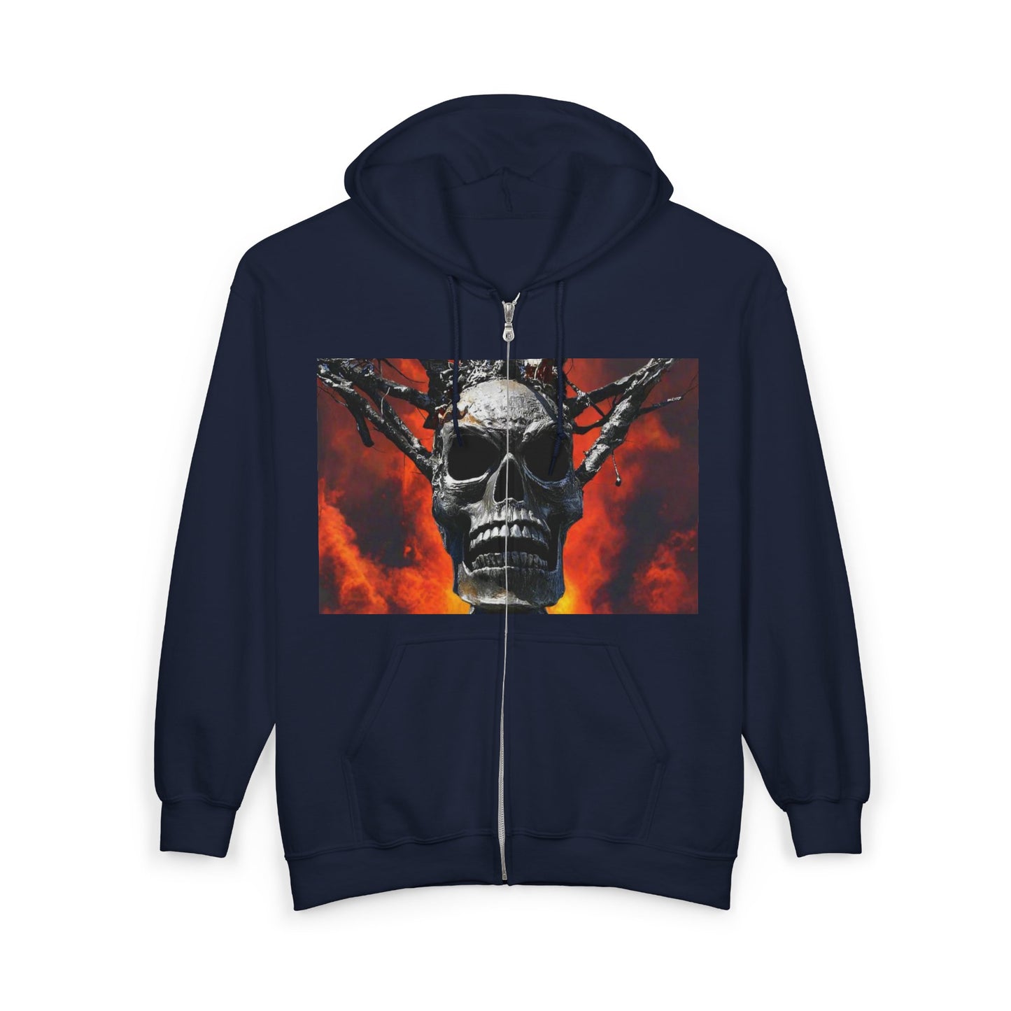 Skull Warrior Inferno Stare - Unisex Heavy Blend™ Full Zip Hooded Sweatshirt