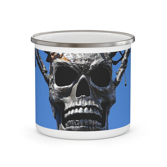 Skull Warrior Stare - Enamel Camping Mug 12oz