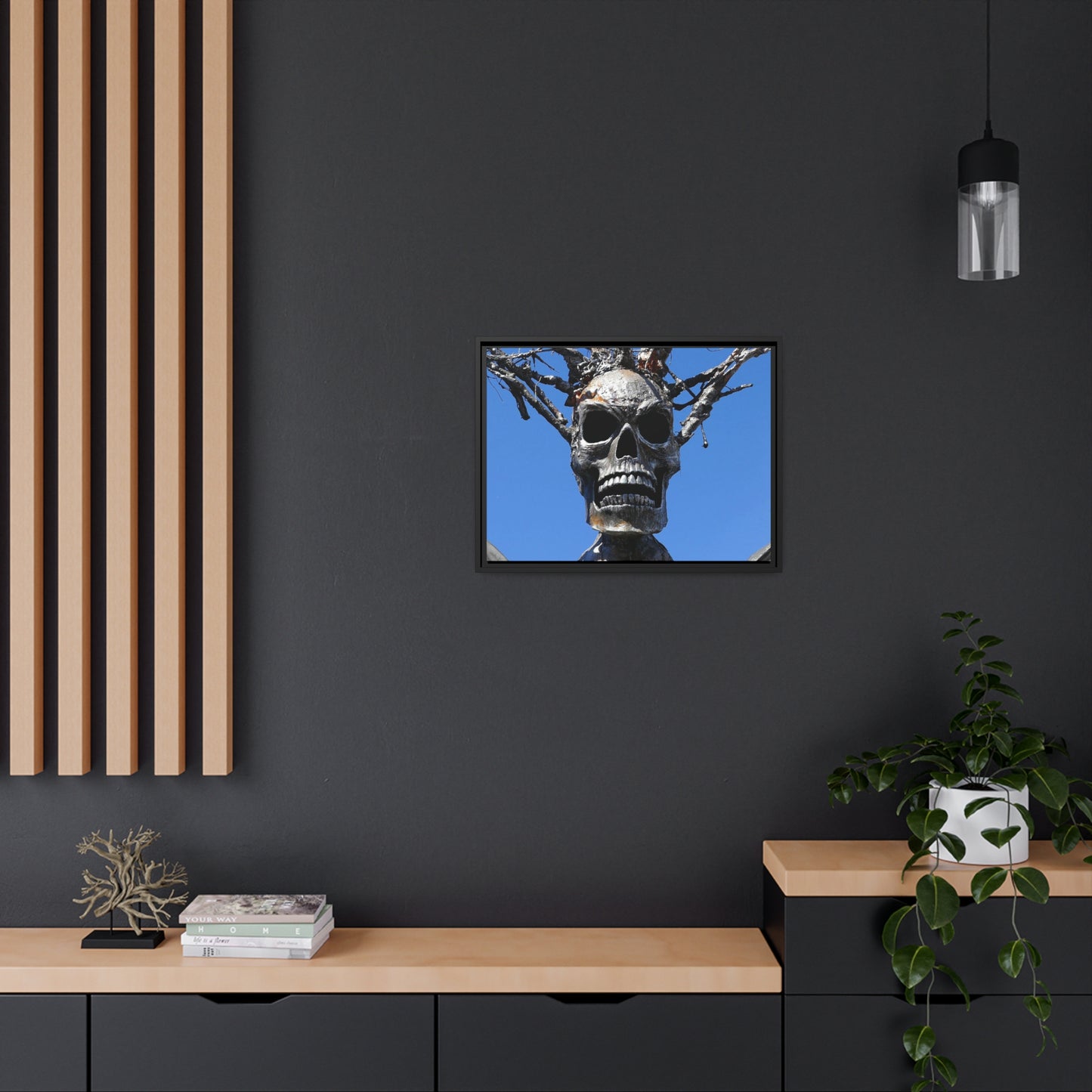 Skull Warrior Stare - Matte Canvas, Black Frame - Fry1Productions