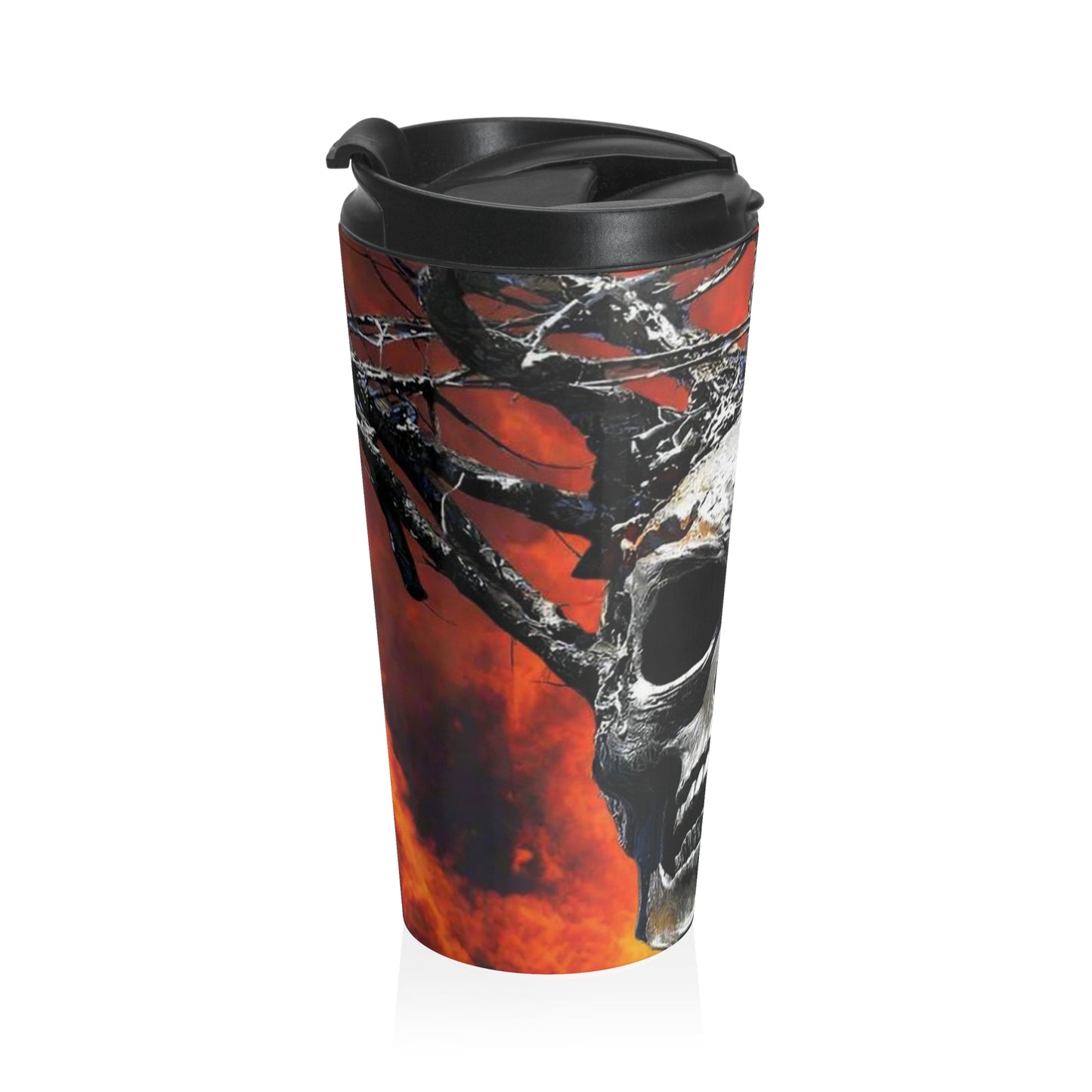 Skull Warrior Inferno Stare - Stainless Steel Travel Mug, 15oz