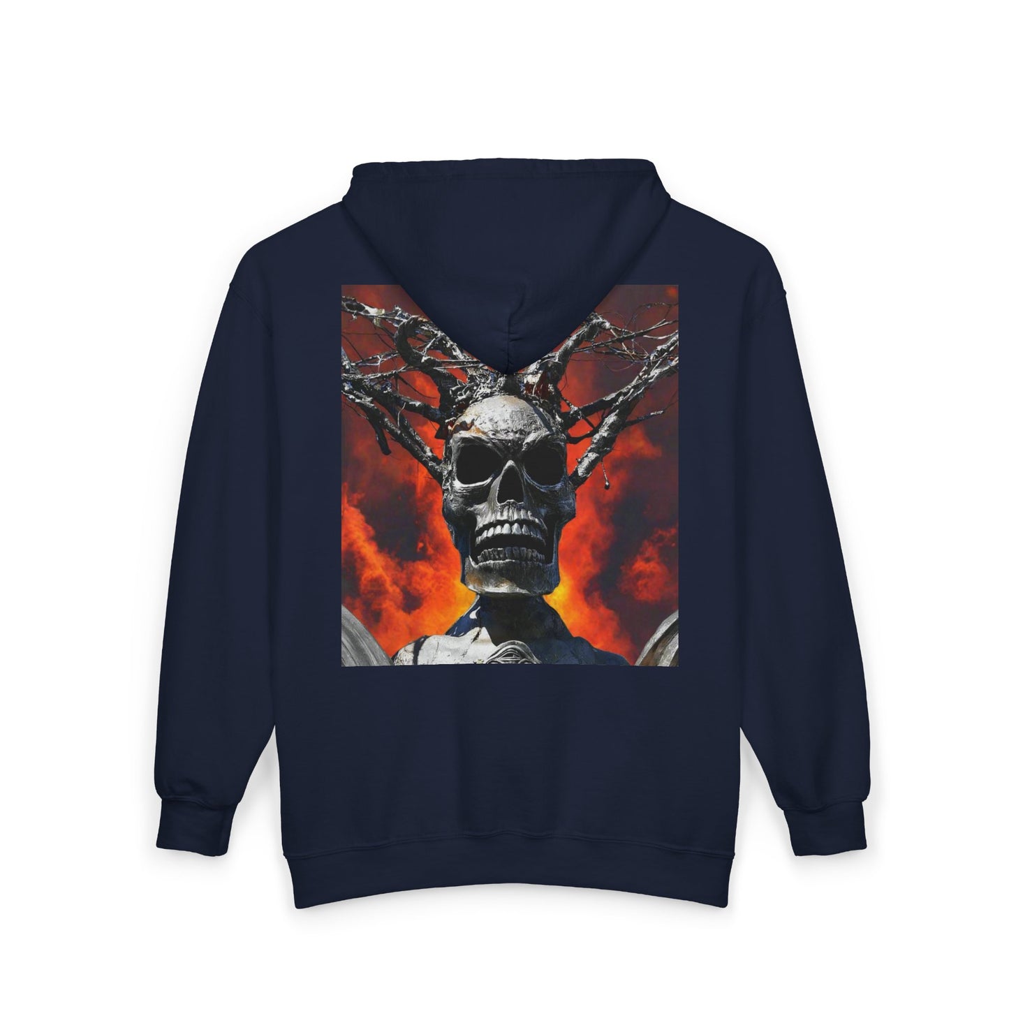 Skull Warrior Inferno Stare ( front & back ) - Unisex Heavy Blend Full Zip Hooded Sweatshirt