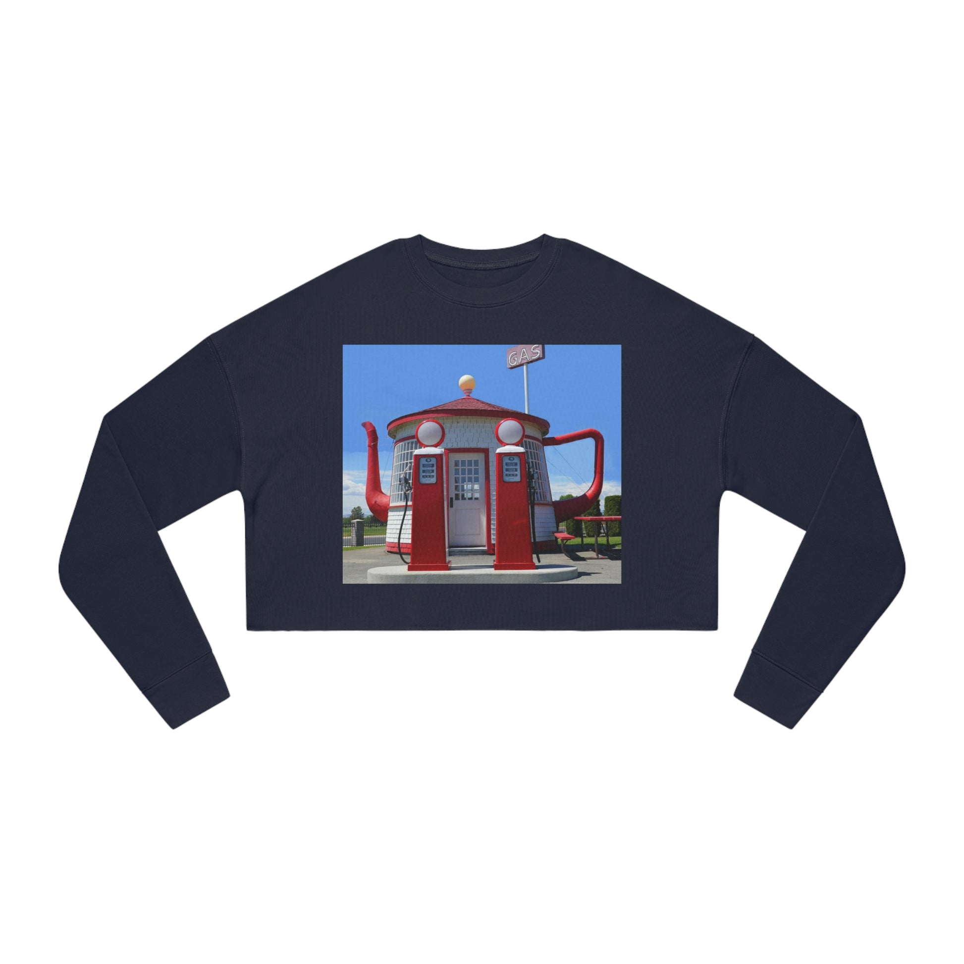 Awesome Teapot Dome Service Station - Women's Cropped Sweatshirt - Fry1Productions