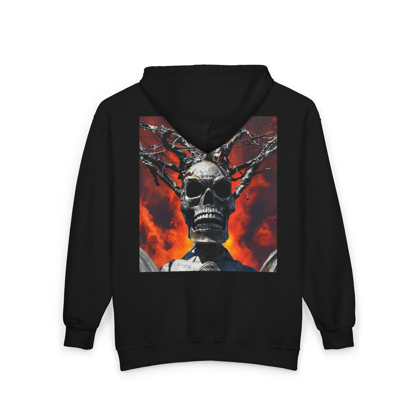 Skull Warrior Inferno Stare ( front & back ) - Unisex Heavy Blend Full Zip Hooded Sweatshirt