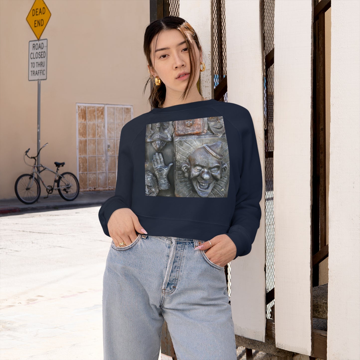 Cosmic Laughter - Women's Cropped Fleece Pullover - Fry1Productions