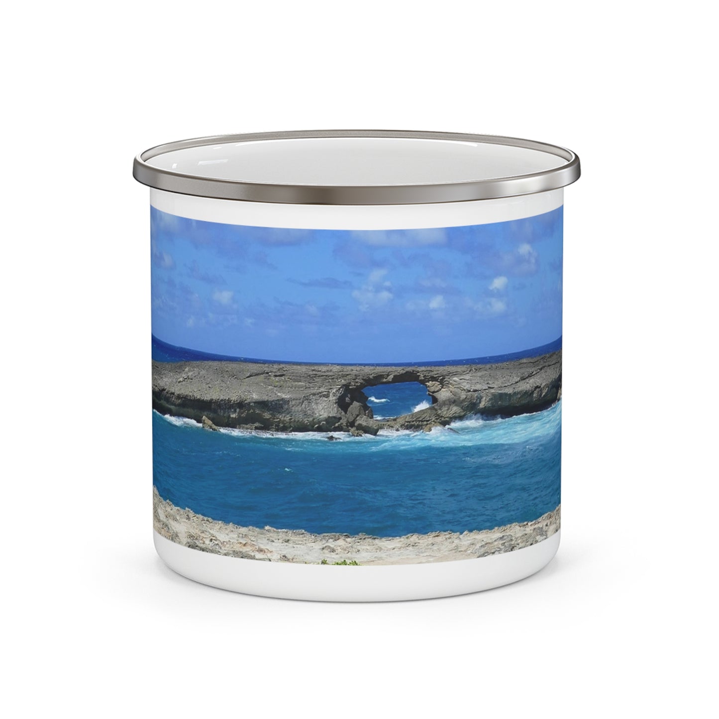 La'ie Point Sea Arch Hole - Enamel Camping Mug