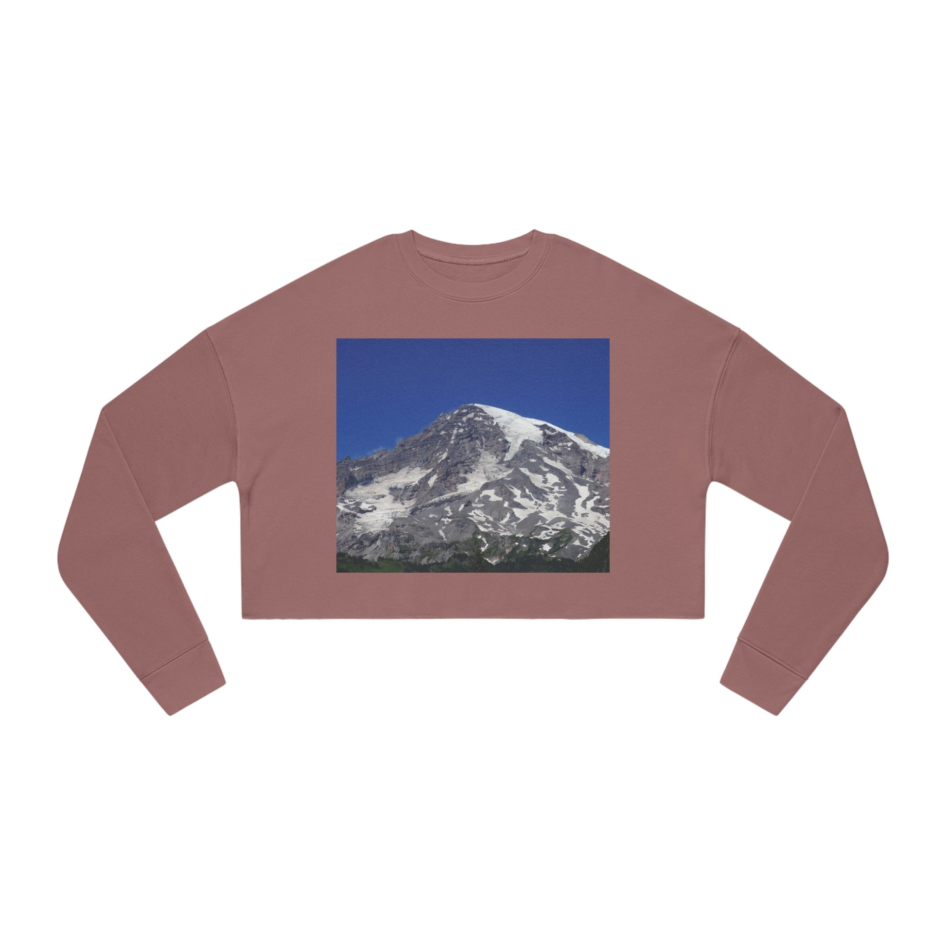 Majestic Mt. Rainier - Women's Cropped Sweatshirt - Fry1Productions