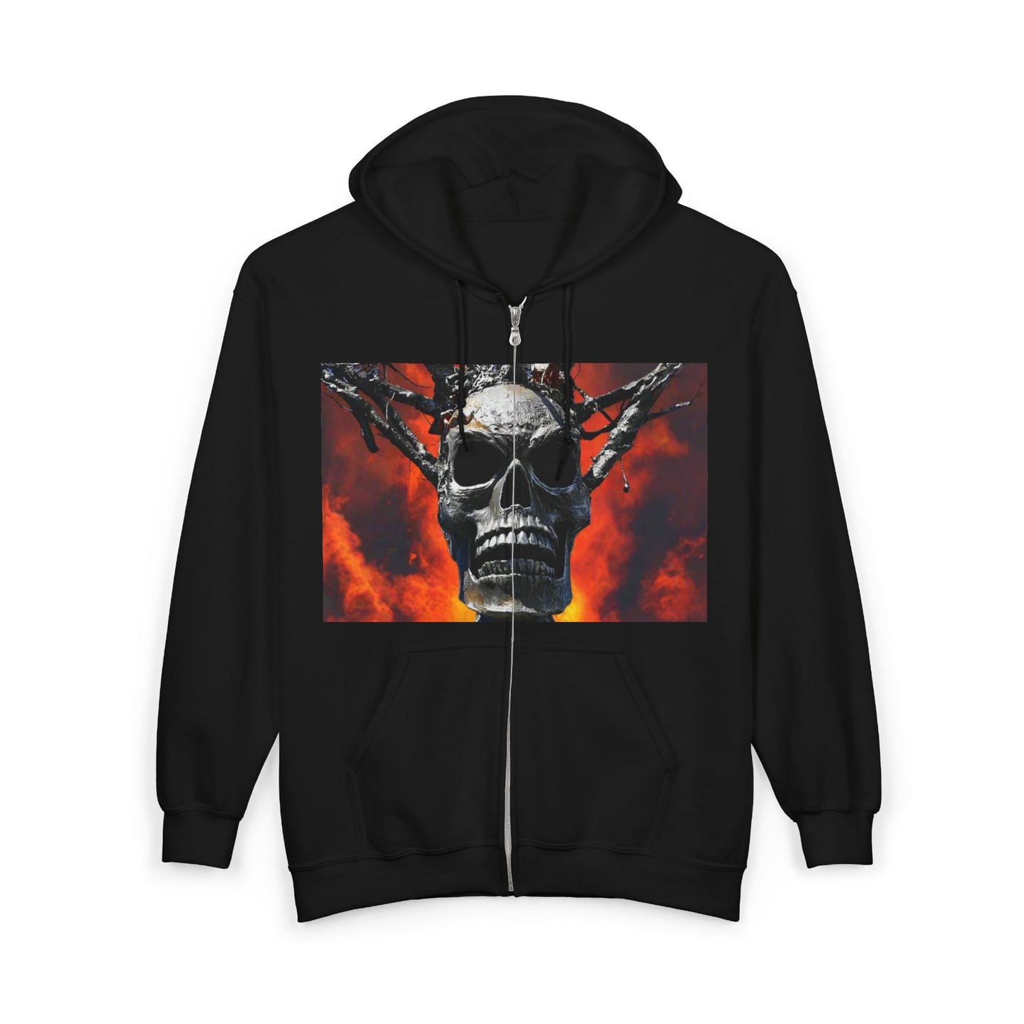 Skull Warrior Inferno Stare - Unisex Heavy Blend™ Full Zip Hooded Sweatshirt