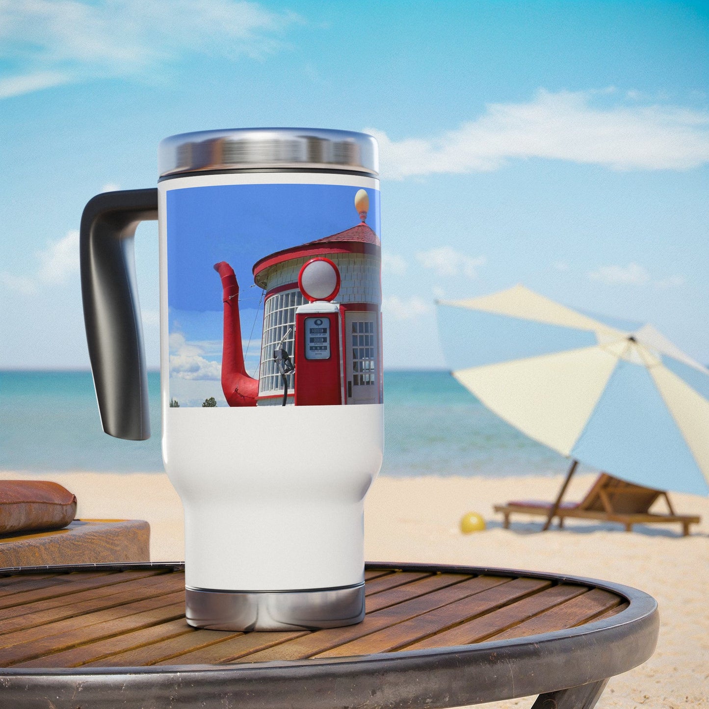 Awesome Teapot Dome Service Station - Stainless Steel Travel Mug with Handle, 14oz