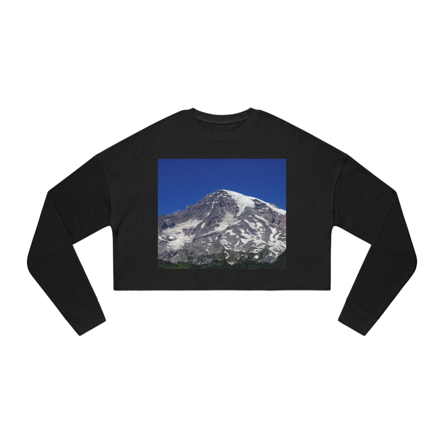 Majestic Mt. Rainier - Women's Cropped Sweatshirt - Fry1Productions