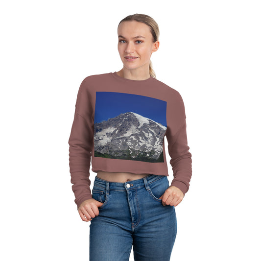 Majestic Mt. Rainier - Women's Cropped Sweatshirt - Fry1Productions