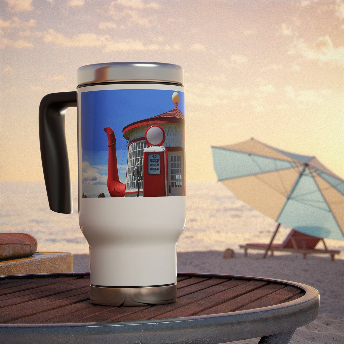 Awesome Teapot Dome Service Station - Stainless Steel Travel Mug with Handle, 14oz
