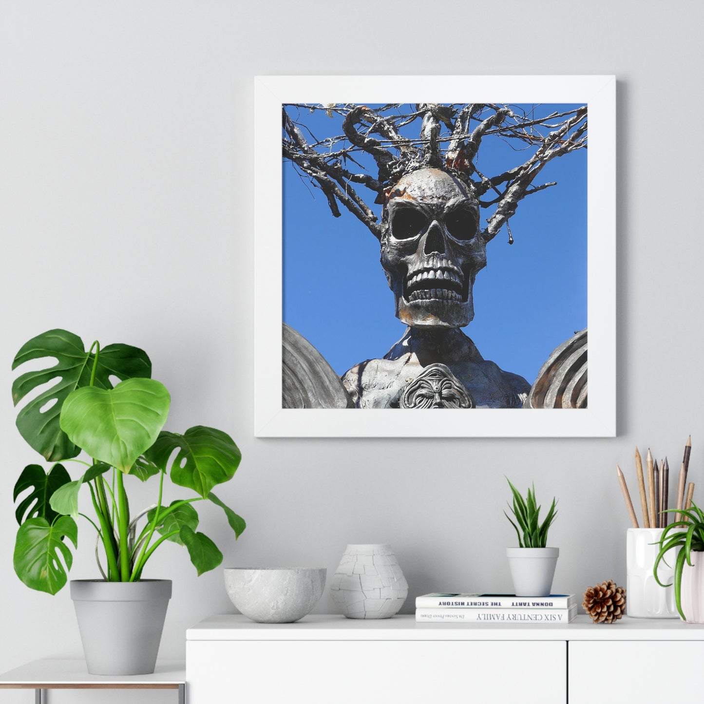 Skull Warrior Stare - Framed Vertical Poster