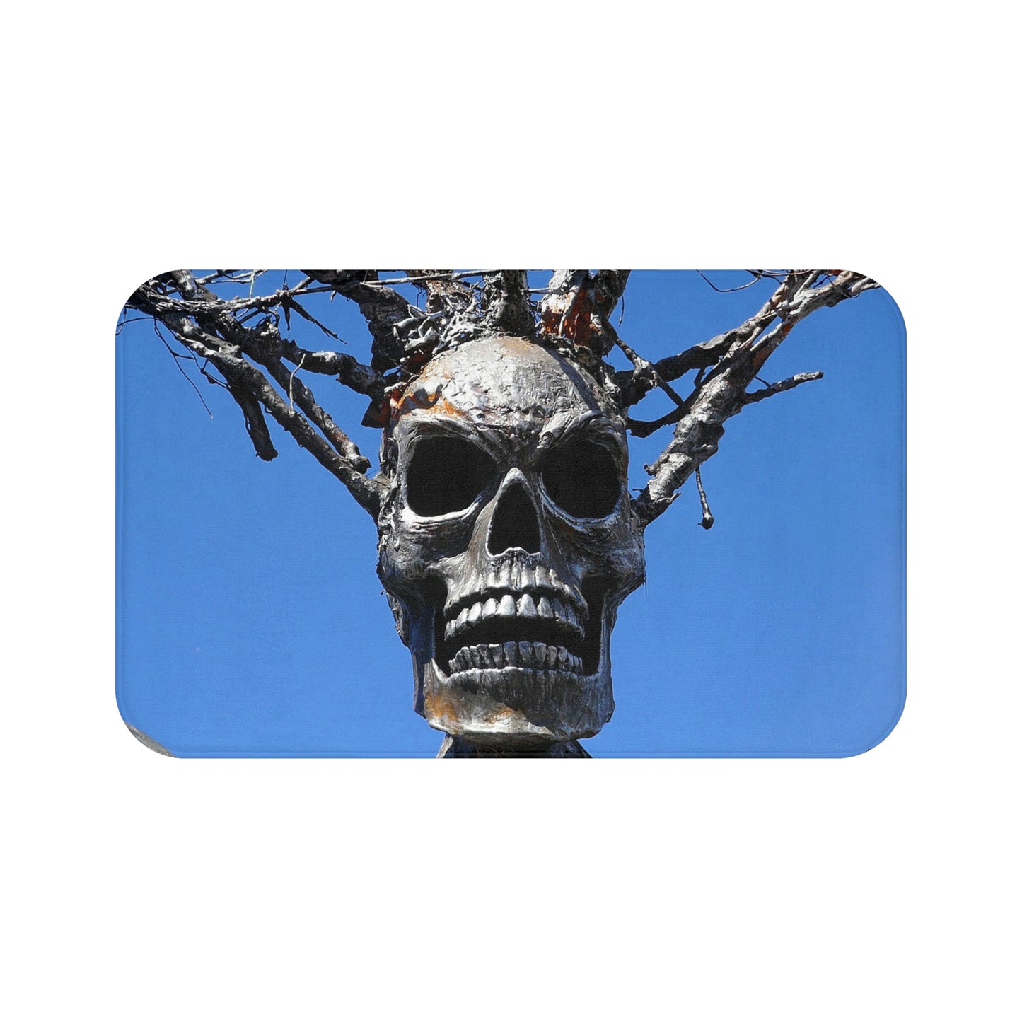 Skull Warrior Stare (closeup) - Microfiber Bath Mat - Fry1Productions