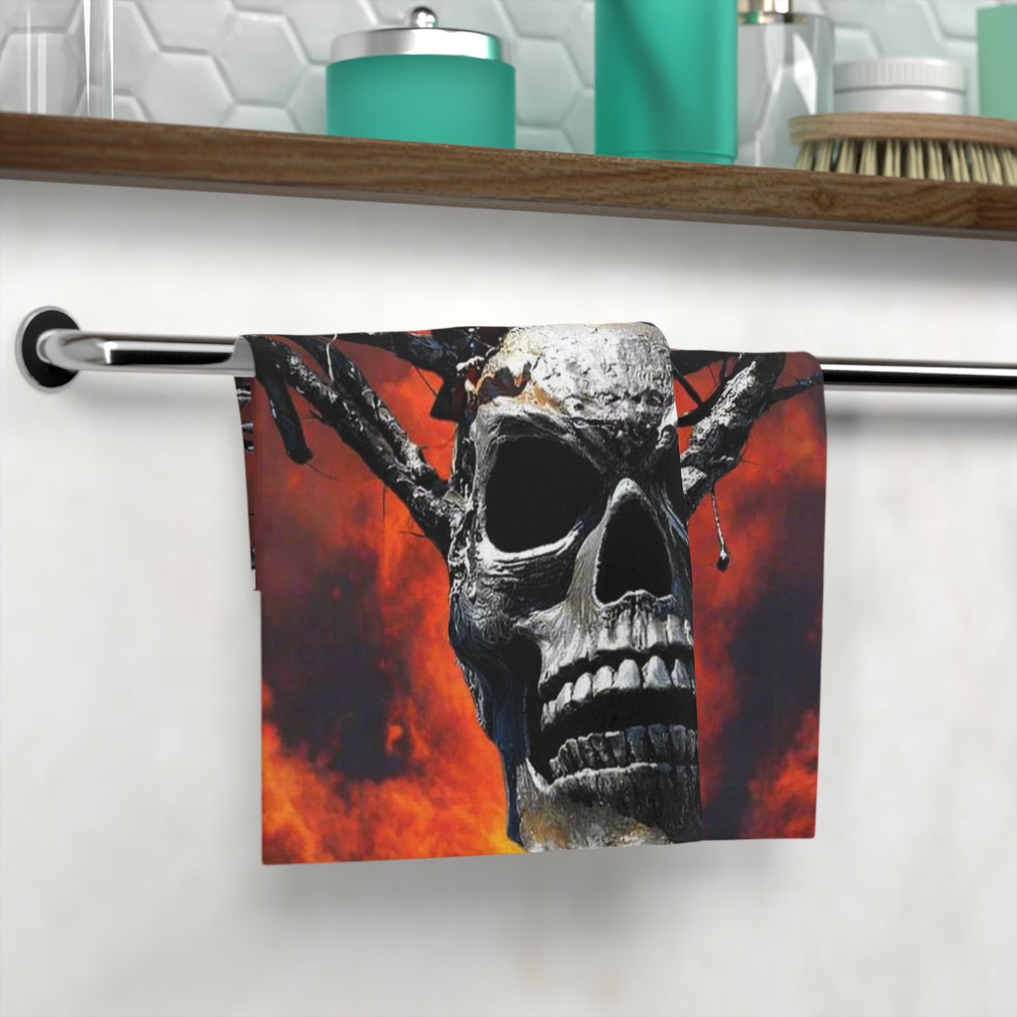 Skull Warrior Inferno Stare - Face Towel