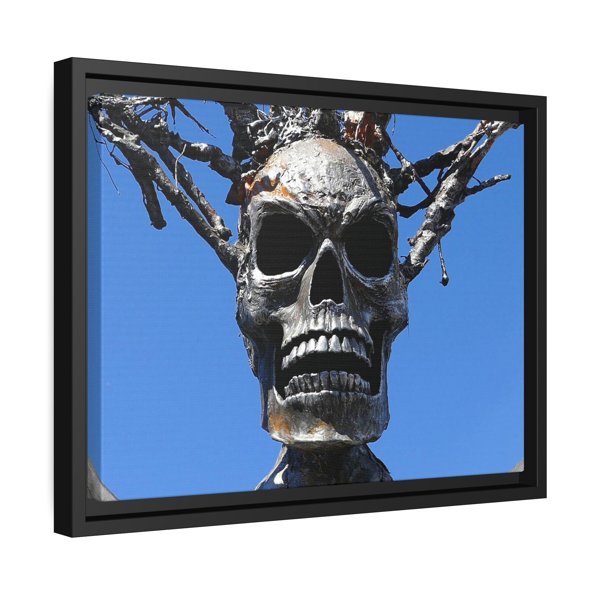 Skull Warrior Stare - Matte Canvas, Black Frame - Fry1Productions