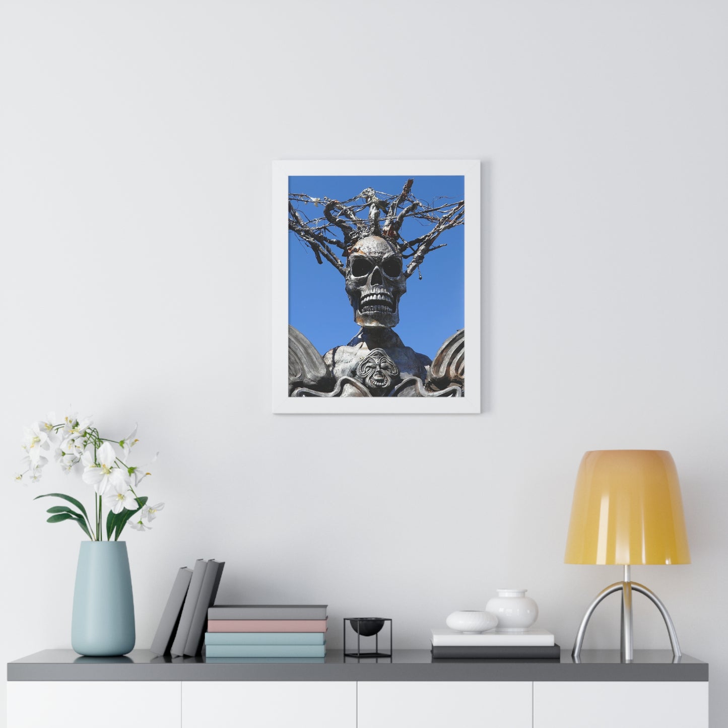 Skull Warrior Stare - Framed Vertical Poster