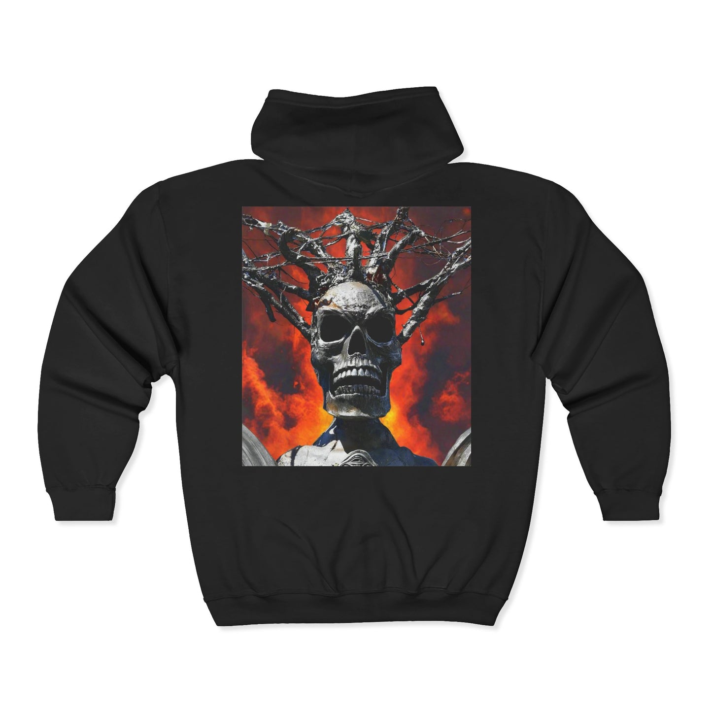 Skull Warrior Inferno Stare ( front & back ) - Unisex Heavy Blend Full Zip Hooded Sweatshirt