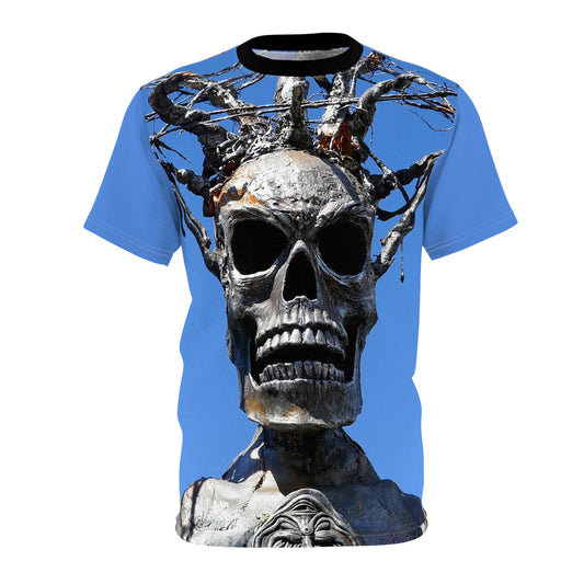 Skull Warrior Stare - Unisex Cut & Sew Tee (AOP) - Fry1Productions