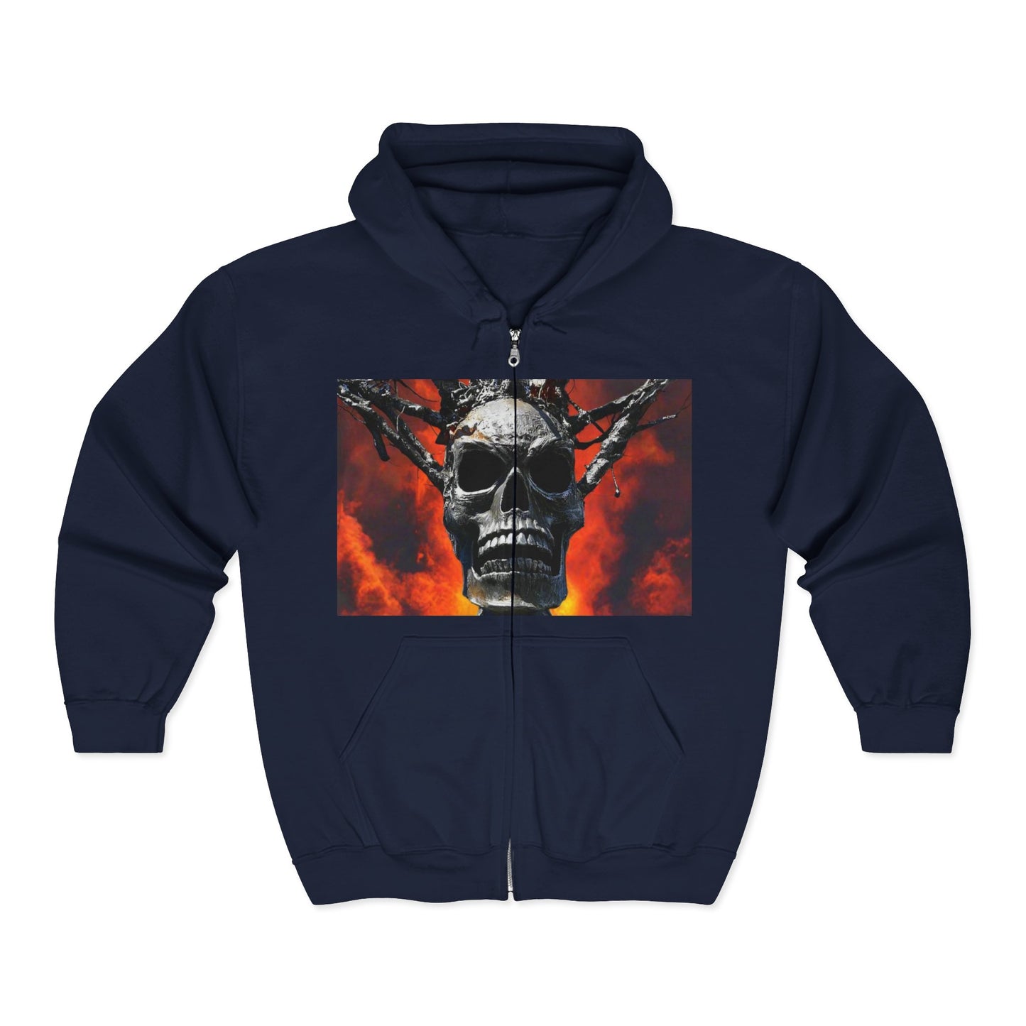 Skull Warrior Inferno Stare - Unisex Heavy Blend Full Zip Hooded Sweatshirt