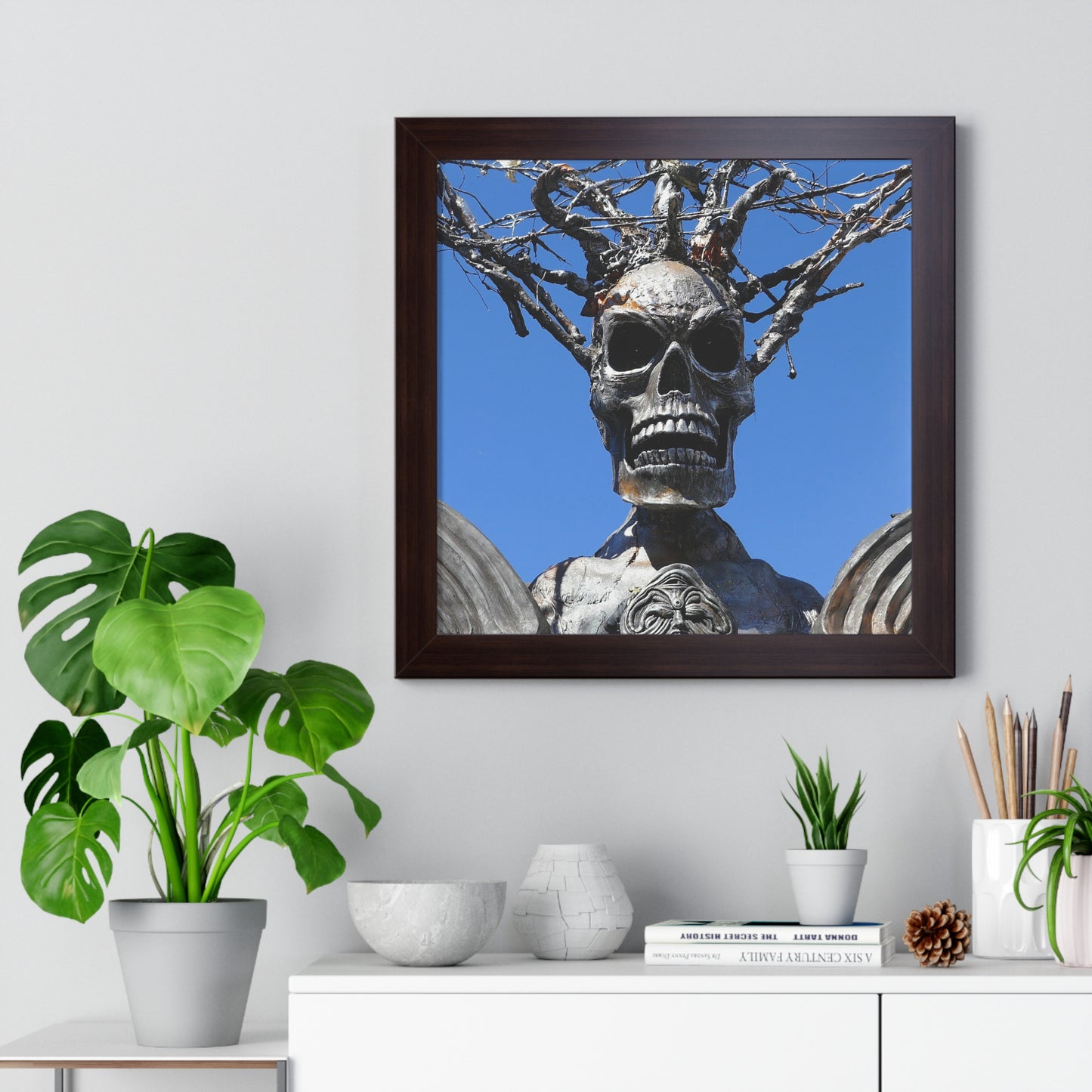 Skull Warrior Stare - Framed Vertical Poster