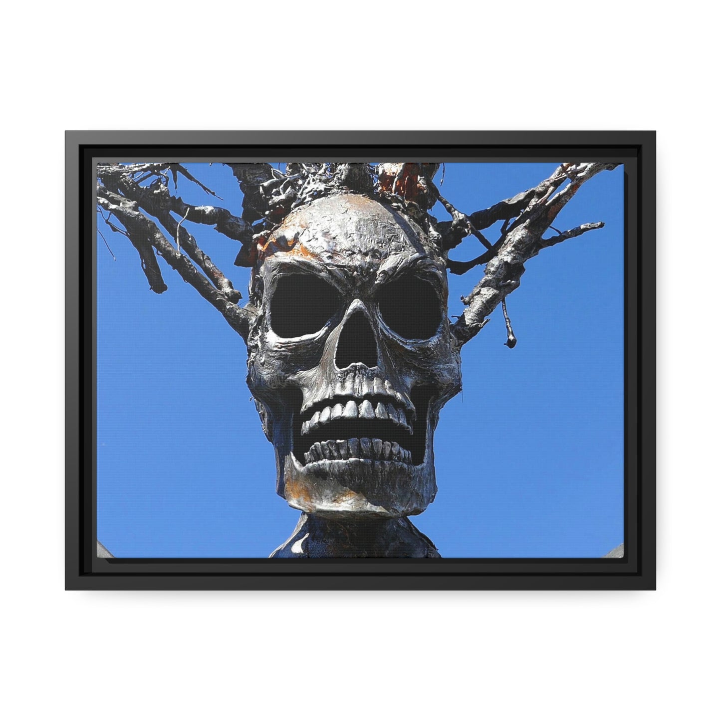 Skull Warrior Stare - Matte Canvas, Black Frame - Fry1Productions