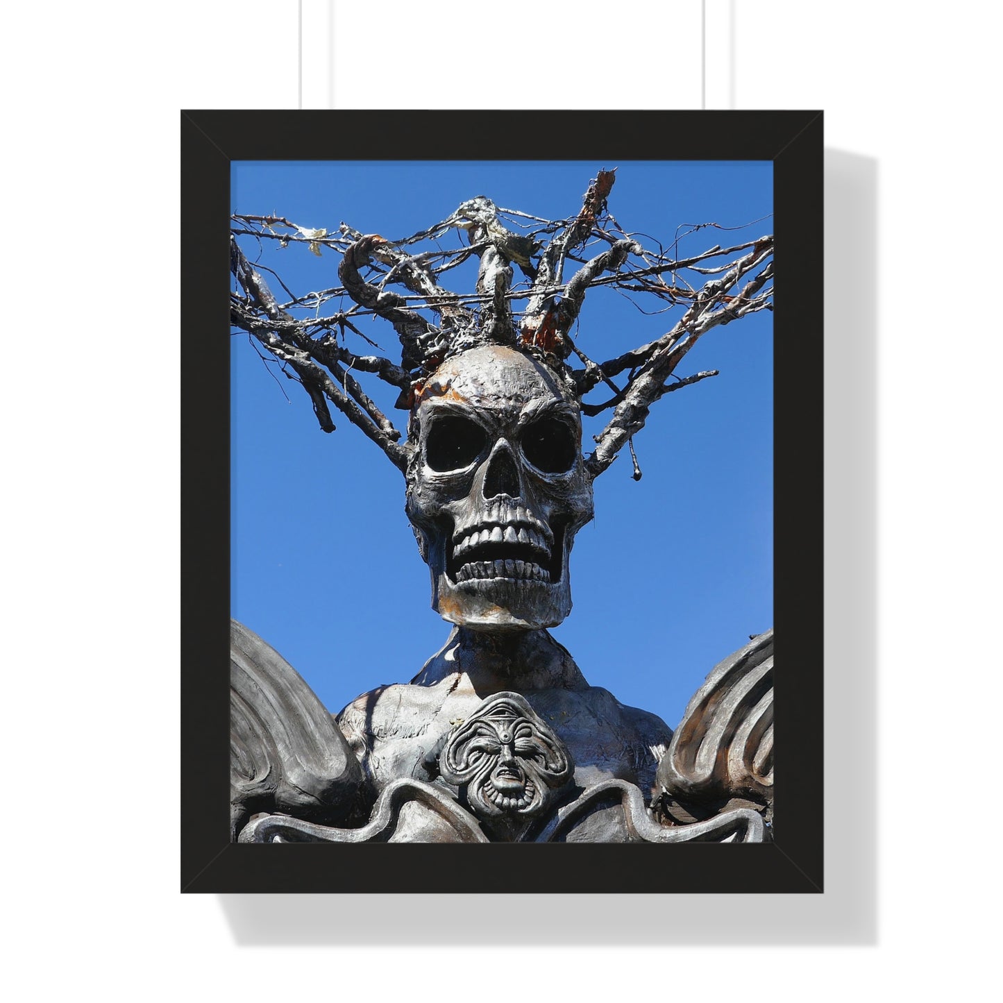 Skull Warrior Stare - Framed Vertical Poster