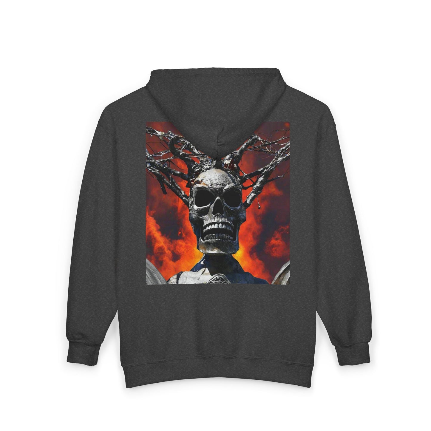 Skull Warrior Inferno Stare ( front & back ) - Unisex Heavy Blend Full Zip Hooded Sweatshirt