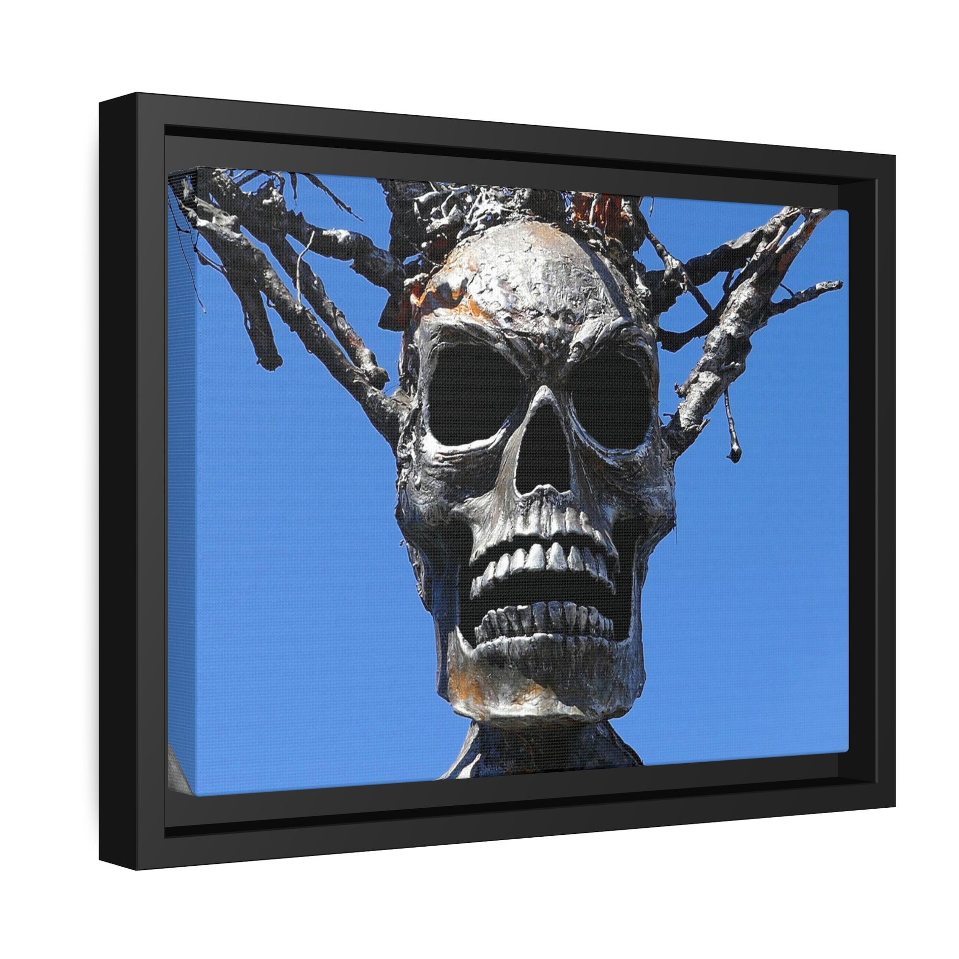 Skull Warrior Stare - Matte Canvas, Black Frame - Fry1Productions