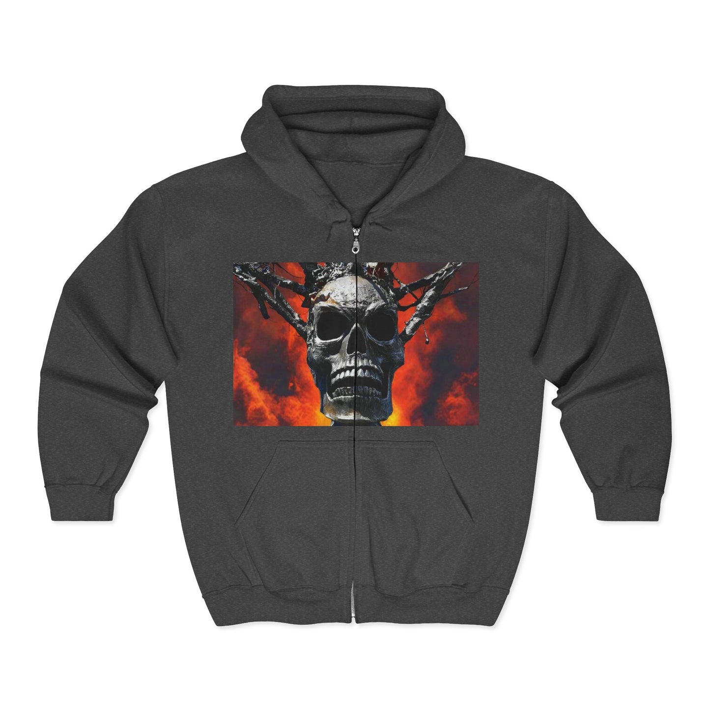 Skull Warrior Inferno Stare - Unisex Heavy Blend™ Full Zip Hooded Sweatshirt