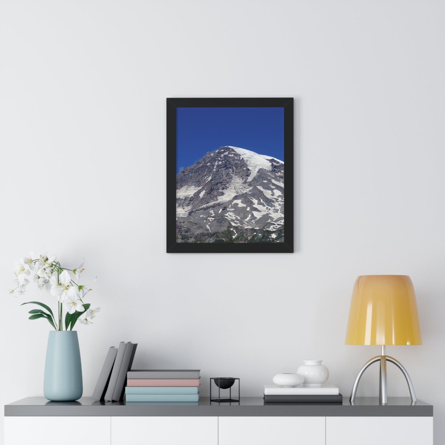 Majestic Mt. Rainier - Framed Vertical Poster