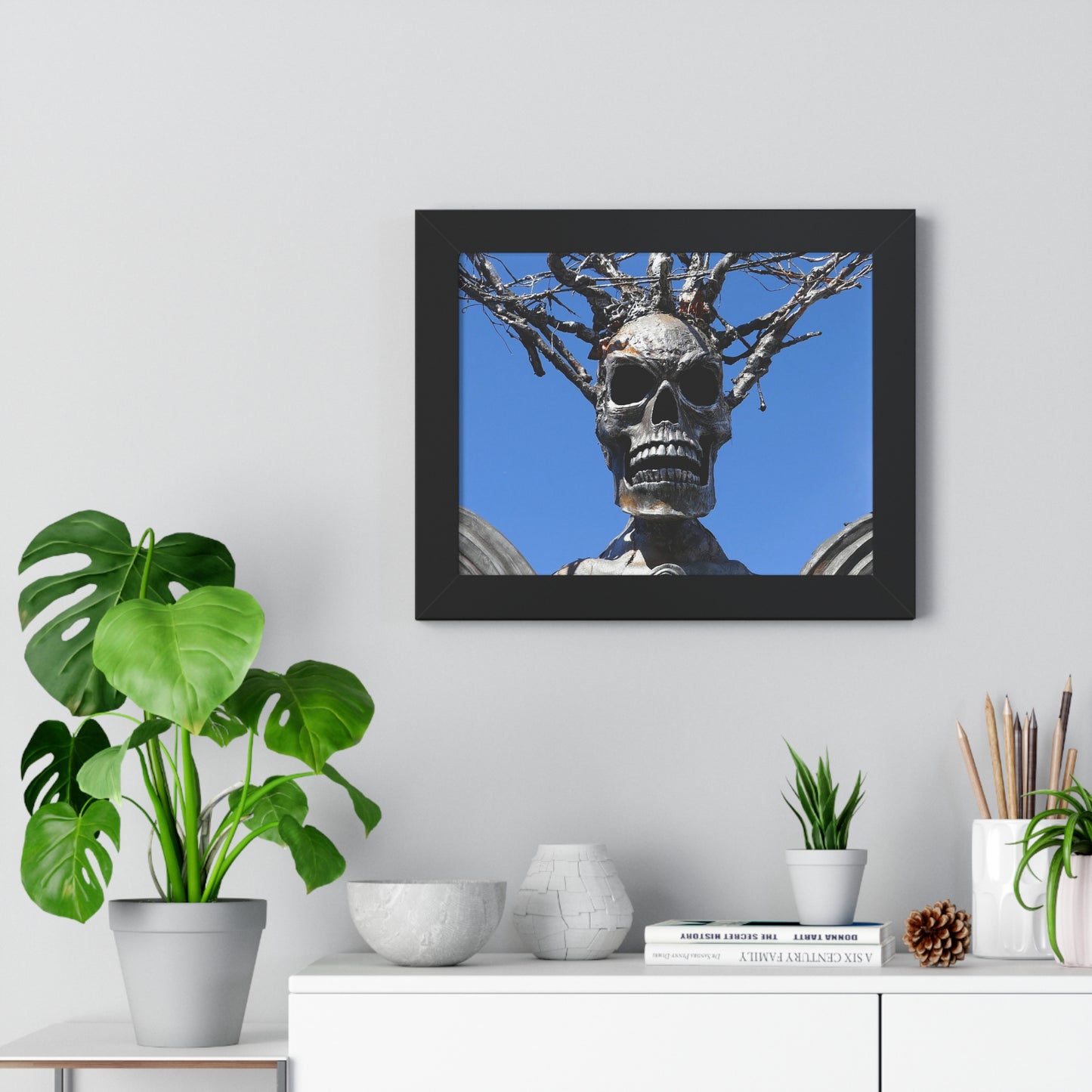 Skull Warrior Stare - Framed Horizontal Poster