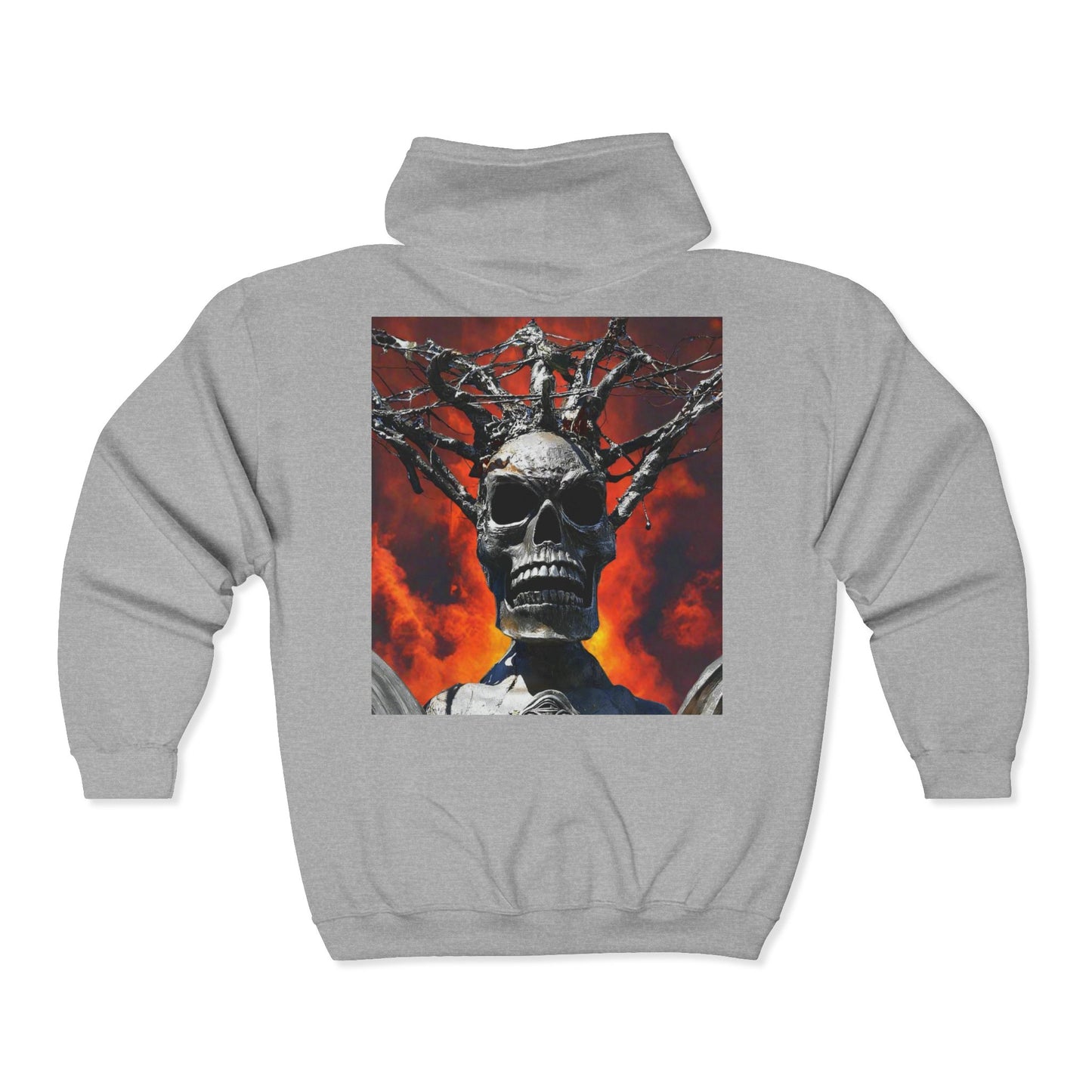 Skull Warrior Inferno Stare ( front & back ) - Unisex Heavy Blend Full Zip Hooded Sweatshirt