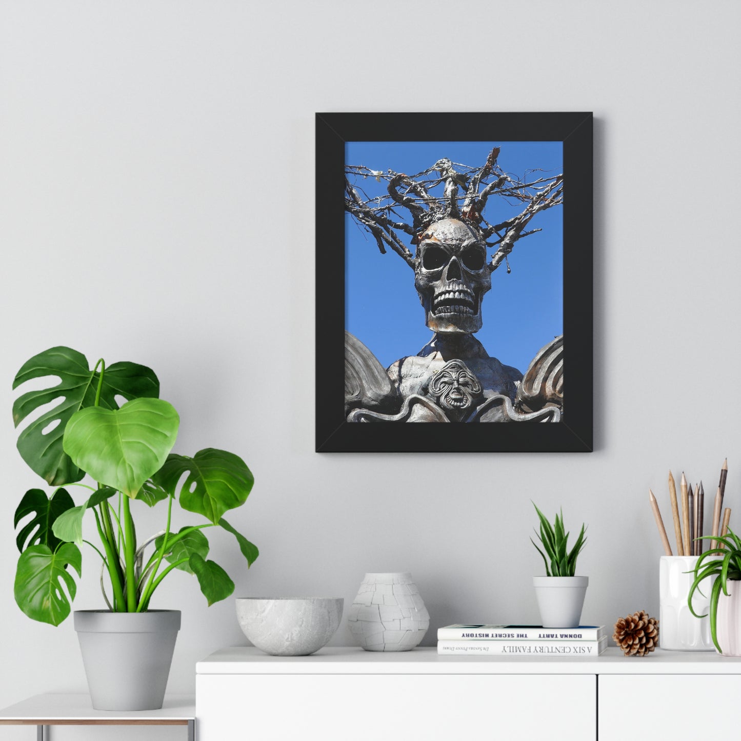 Skull Warrior Stare - Framed Vertical Poster