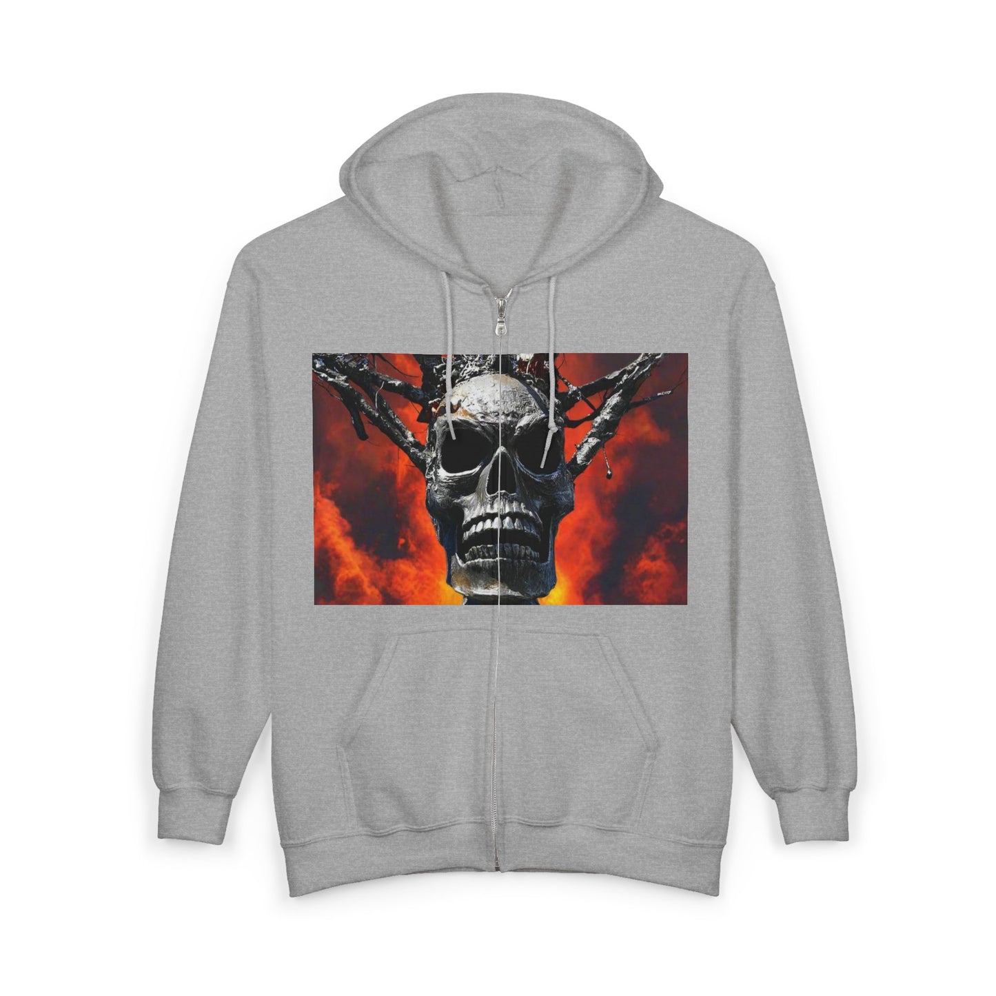 Skull Warrior Inferno Stare - Unisex Heavy Blend™ Full Zip Hooded Sweatshirt