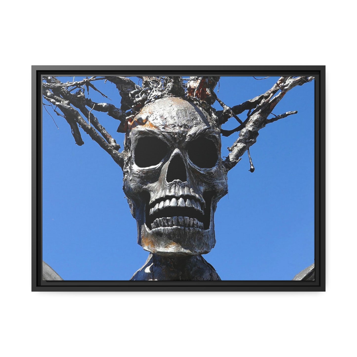 Skull Warrior Stare - Matte Canvas, Black Frame - Fry1Productions