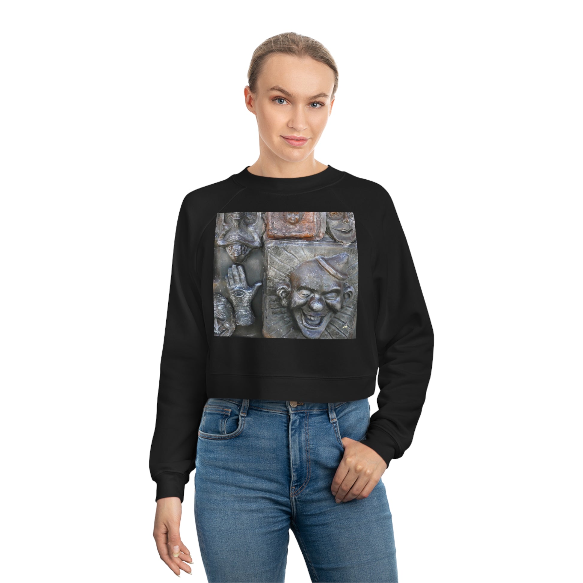 Cosmic Laughter - Women's Cropped Fleece Pullover - Fry1Productions